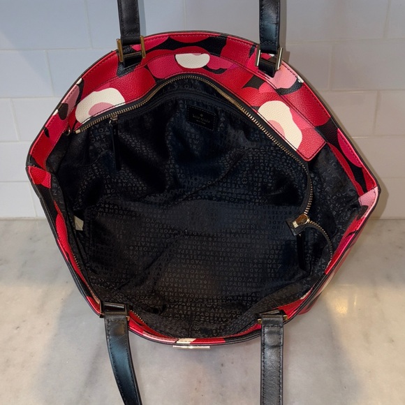 Kate Spade Bag Purse Handbag Leather Ellison Ave Sydney Floral Red XL Tote Bag - Picture 13 of 16